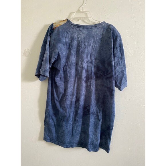 Philip Noel Blue Tie Dye Western One Size T-Shirt with Fringe and Gold Accents - Picture 5 of 5